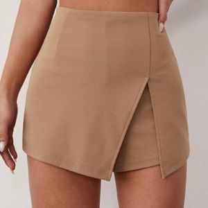 Brown taupe skirt skort with shorts wrap skirt